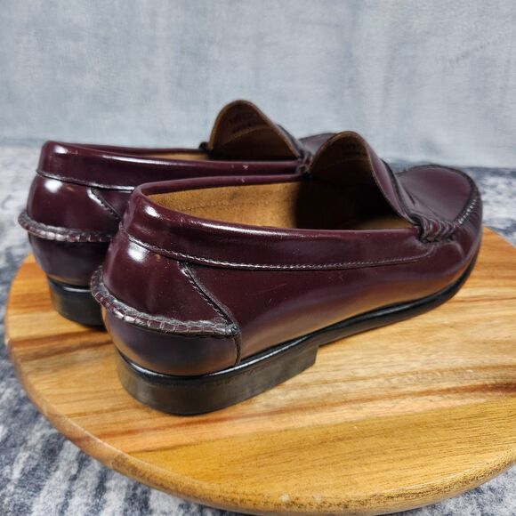 LL Bean Cordovan Penny Loafers Beef Roll Burgundy Oxblood Leather Men’s 9.5 EE main image 8